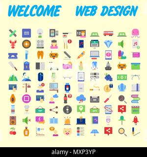 Set vektor Zeile für Symbole im flachen Design mit Elementen für mobile Konzepte und Web Apps. Sammlung moderne Infografik logo und Piktogramm. Vektor illustra Stock Vektor