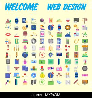 100 Icon Set. Trendy dünn und einfache Symbole für Web und Mobile. Light Version. Vector Illustration Stock Vektor