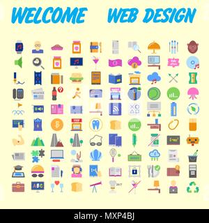 100 Icon Set. Trendy dünn und einfache Symbole für Web und Mobile. Light Version. Vector Illustration Stock Vektor