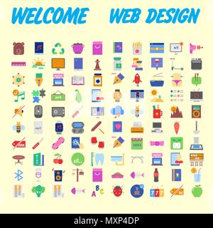 100 Icon Set. Trendy dünn und einfache Symbole für Web und Mobile. Light Version. Vector Illustration Stock Vektor