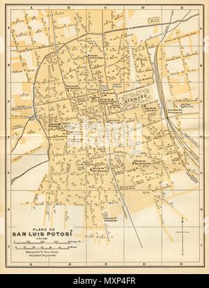 Plano de SAN LUIS POTOSI, MEXIKO. Mapa de la Ciudad. Stadt/Stadt Plan 1935 Stockfoto