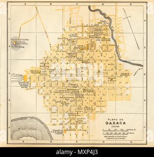 Plano de Oaxaca, Mexiko. Mapa de la Ciudad. Stadt/Stadt Plan 1935 alte Stockfoto