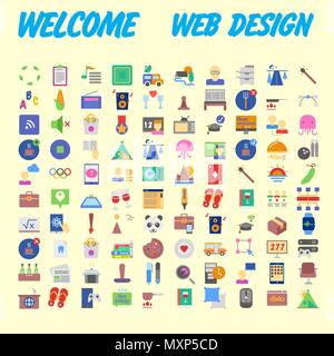 Icons Online Store. Satz in einem flachen Stil. multicolor Auf der Farbpalette. Vector Illustration Stock Vektor