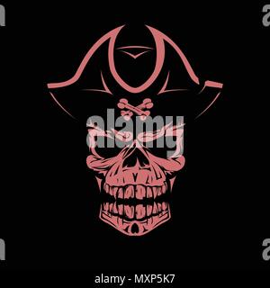 Red angry pirate Skull Stock Vektor