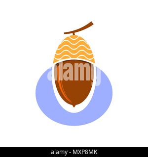 Reif Acorn Symbol. Herbst Eiche Mutter und Saatgut Logo Stock Vektor