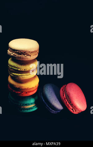 Schöne bunte Makronen essen Foto close up Stockfoto