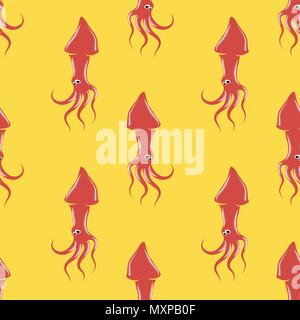 Europäische Squid Silhouette nahtlose Muster. Cute Meeresfrüchte. Tier unter Wasser. Sea Monster Stock Vektor