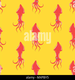 Europäische Squid Silhouette nahtlose Muster. Cute Meeresfrüchte. Tier unter Wasser. Sea Monster Stockfoto