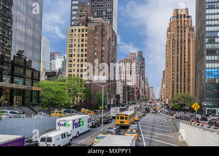 1St Avenue in New York City in der Nähe des UN-Hauptquartiers Stockfoto