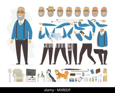 Ältere Menschen - Vektor cartoon Menschen Charakter Konstruktor Stock Vektor