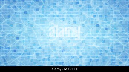 Schwimmbad unten caustics Welligkeit und Durchfluss mit Wellen Hintergrund. Sommer Hintergrund. Struktur der Wasseroberfläche. Ansicht von oben. Vector Hintergrund. Stock Vektor