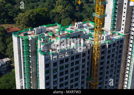 Nahaufnahme eines Gebäudes im Bau. Singapur. Stockfoto