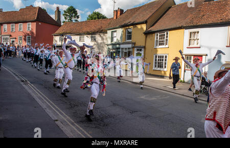 Thaxted Morris Wochenende, Thaxted Essex England UK. 2-3 Juni 2018 der 85. Sitzung der Mitgliedsvereine des Morris Ring gehostet von thaxted Morris Men ( Stockfoto