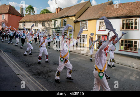 Thaxted Morris Wochenende, Thaxted Essex England UK. 2-3 Juni 2018 der 85. Sitzung der Mitgliedsvereine des Morris Ring gehostet von thaxted Morris Men ( Stockfoto