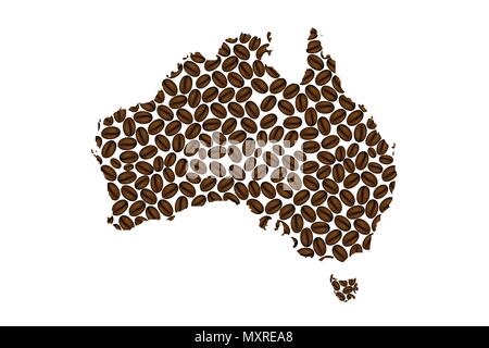 Australien - Karte von Coffee Bean, Australien Karte aus Kaffeebohnen, Stock Vektor