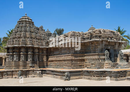 Das 13. Jahrhundert Channakeshava oder Hoysalakesava, Hindu Tempel in Somnathpur in Karnataka, Indien, bekannt für seine Schnitzereien Stockfoto