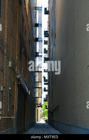 Eine enge Gasse in South Chicago Loop. Stockfoto