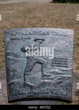 Appalachian Trail Plakette an Cap-Gaspe, Le Gräber Trail, Forillon National Park, Gaspe Halbinsel, Kanada. Stockfoto