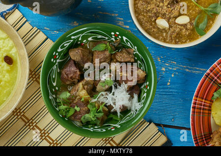 Dumbay ki Nihari, pakistanische Lamm Curry, Nahaufnahme, Pakistanische Küche Stockfoto