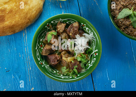 Dumbay ki Nihari, pakistanische Lamm Curry, Nahaufnahme, Pakistanische Küche Stockfoto