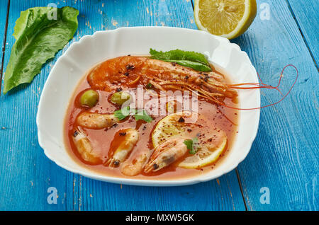 Brodetto - Kroatische Meeresfrüchteeintopf, ähnlich einer italienischen Brodetto oder Griechischen Bourdeto. Stockfoto