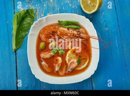 Brodetto - Kroatische Meeresfrüchteeintopf, ähnlich einer italienischen Brodetto oder Griechischen Bourdeto. Stockfoto