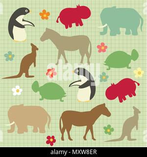 Nahtlose Muster für Kinder, abstrakte Natur Tier Muster Stock Vektor