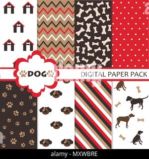 Hund Scrapbooking Papier gesetzt Stock Vektor