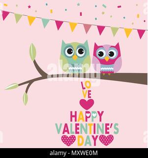 Valentines Tag Eulen Stock Vektor