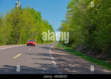 Ontonagon, Michigan - Highway 107 in Porcupine Mountains Wilderness State Park. Stockfoto