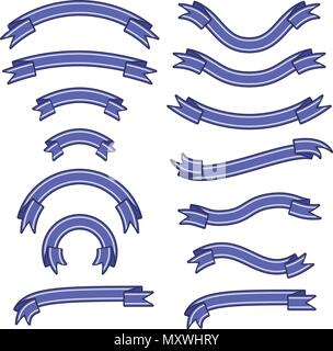 Einstellen der verschiedenen Bänder mit Streifen, blau Tape banner Sammlung, Vector Illustration, eps 10. Stock Vektor