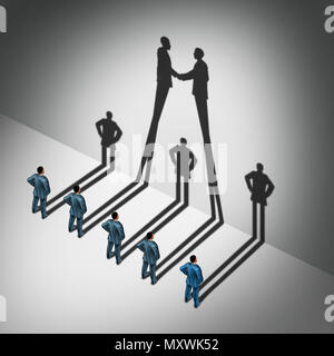 Business Connection finden eines Corporate Partner und ein Angebot als die Schatten der Geschäftsleute, die zusammen kommen für den Erfolg. Stockfoto