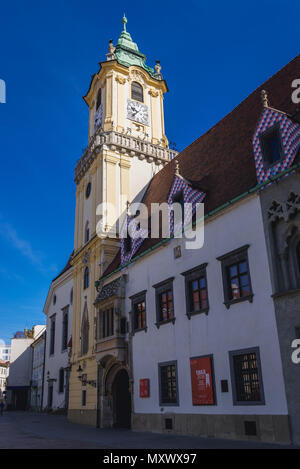 Altes Rathaus Gebäude Komplex aus dem 14. Jahrhundert in der Altstadt von Bratislava, Slowakei Stockfoto