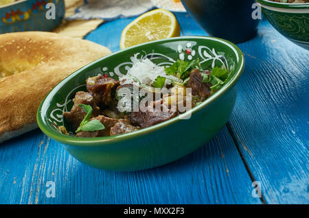 Dumbay ki Nihari, pakistanische Lamm Curry, Nahaufnahme, Pakistanische Küche Stockfoto