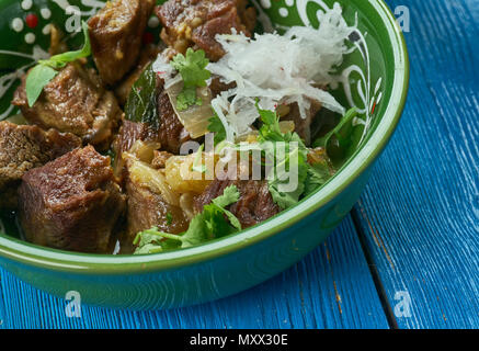 Dumbay ki Nihari, pakistanische Lamm Curry, Nahaufnahme, Pakistanische Küche Stockfoto