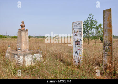 Indien, Orissa, Chhattisgarh, Jagdalpur, Begräbnis monument Stockfoto