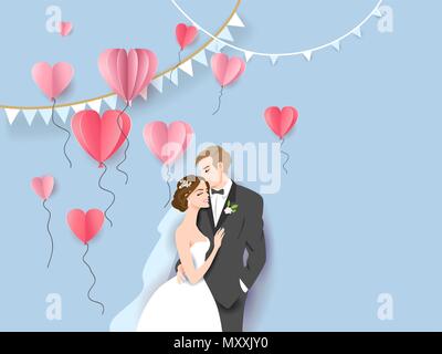 Happy Abbildung: Braut und Bräutigam Stock Vektor