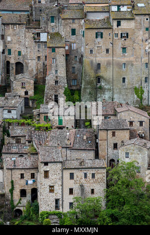 Detail der Etruskischen Dorf in der Toskana, Italien Stockfoto