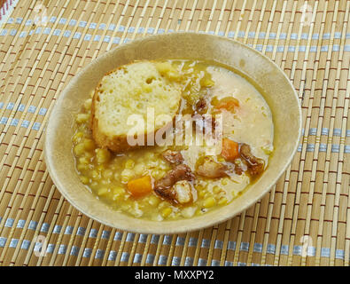 Traditionelle Neufundland Erbsensuppe, mit übrig gebliebenen Schinken oder Salz Rindfleisch, Stockfoto