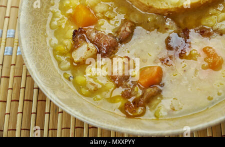 Traditionelle Neufundland Erbsensuppe, mit übrig gebliebenen Schinken oder Salz Rindfleisch, Stockfoto