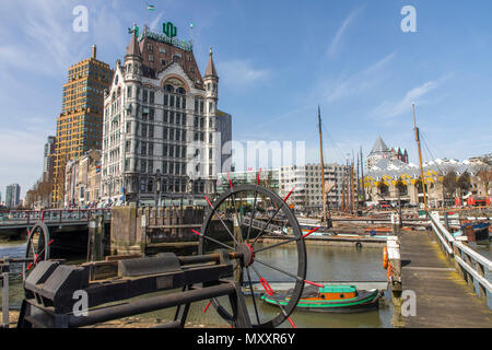 Die Innenstadt von Rotterdam, Oudehaven, historischen Hafen, historische Schiffe, Witte Huis, Niederlande, Stockfoto