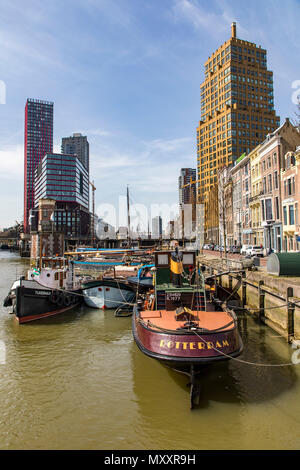 Die Innenstadt von Rotterdam, Oudehaven, historischen Hafen, historische Schiffe, Niederlande, Stockfoto