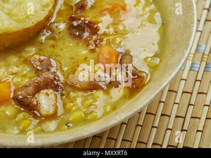 Traditionelle Neufundland Erbsensuppe, mit übrig gebliebenen Schinken oder Salz Rindfleisch, Stockfoto