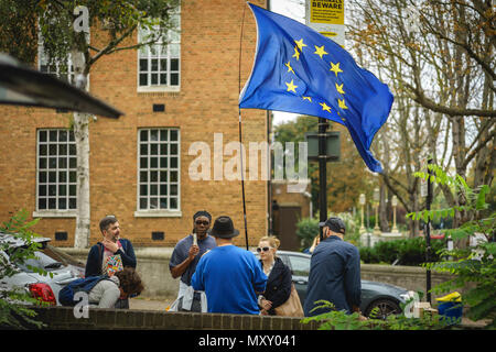 London, UK - Oktober 2017. Pro EU-Aktivisten in Lewisham. Querformat. Stockfoto