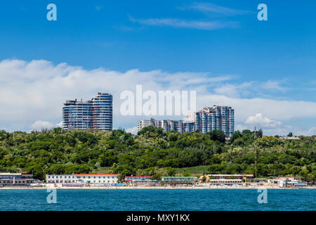 Eine Weitwinkelansicht Lanzheron STRAND Vom Meer, Odessa, Ukraine Stockfoto