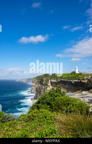 Die Macquarie Lighthouse, auch als South Head obere Licht bekannt, war der erste und ist der Dienstälteste, Leuchtturm Ort in Australien. Stockfoto