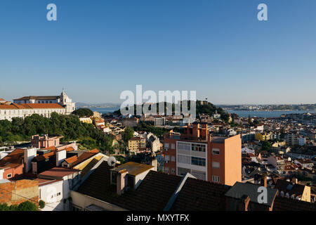 Lissabon, Portugal - 05 Mai, 2018: Erhöhte Ansicht von Lissabon Skyline. Stockfoto