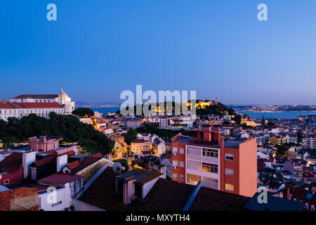 Lissabon, Portugal - 05 Mai, 2018: Erhöhte Ansicht von Lissabon Skyline. Stockfoto