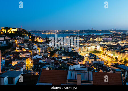 Lissabon, Portugal - 05 Mai, 2018: Erhöhte Ansicht von Lissabon Skyline. Stockfoto