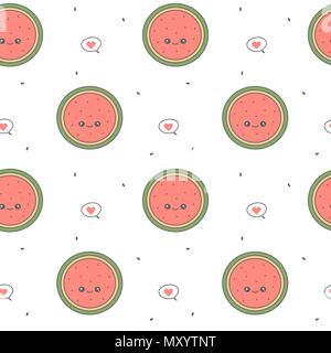 Cute cartoon Wassermelone nahtlose Vektor Muster hintergrund abbildung Stock Vektor